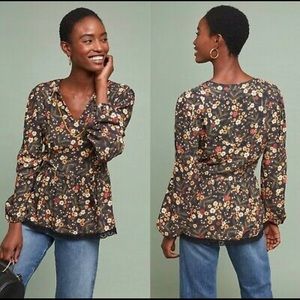 Farm Rio Anthropologie Sayen Floral Peasant Top